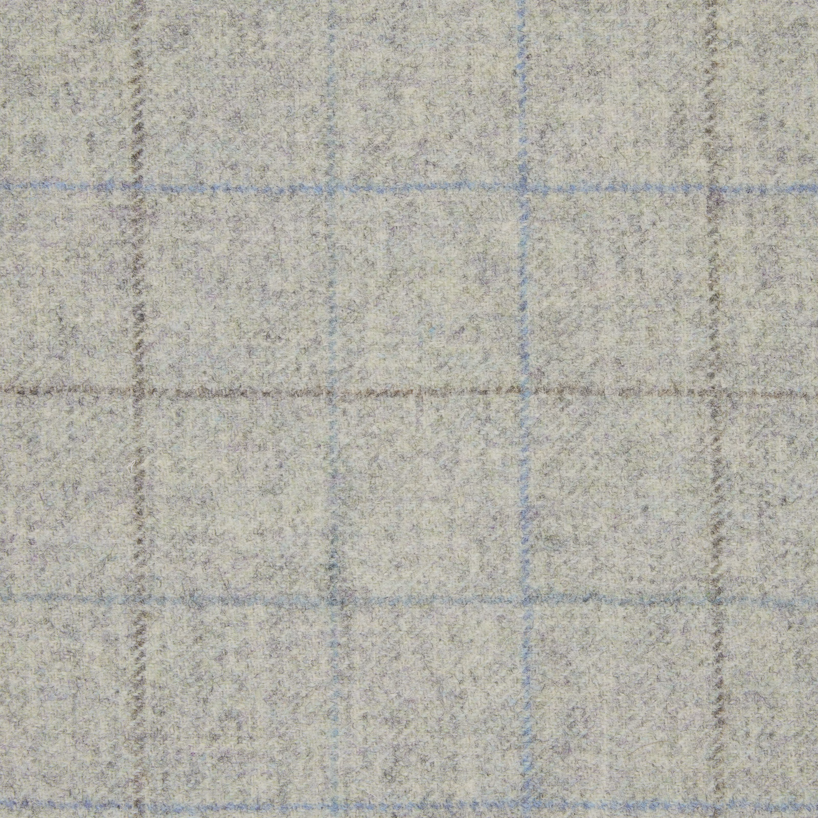 Mottled slate-grey fabric with fine blue-grey windowpane lines and nubby texture