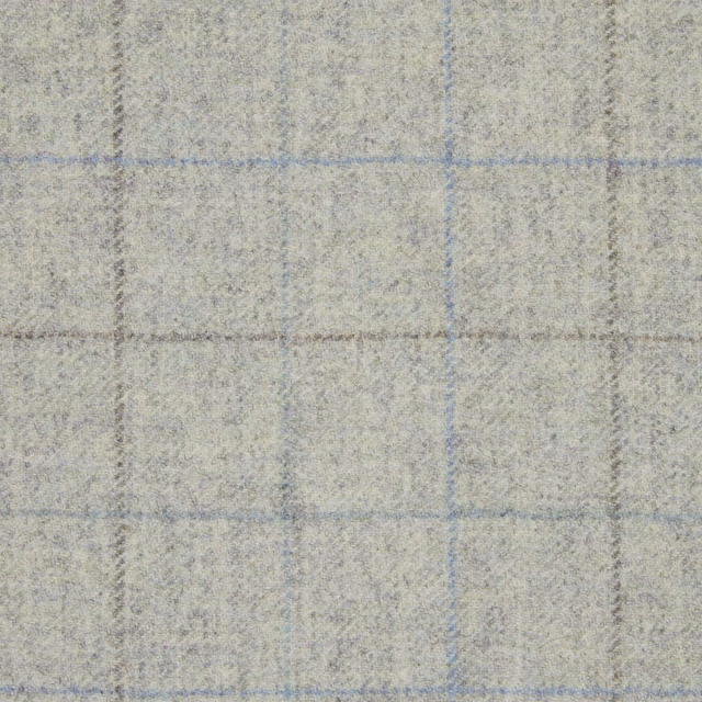 Mottled slate-grey fabric with fine blue-grey windowpane lines and nubby texture
