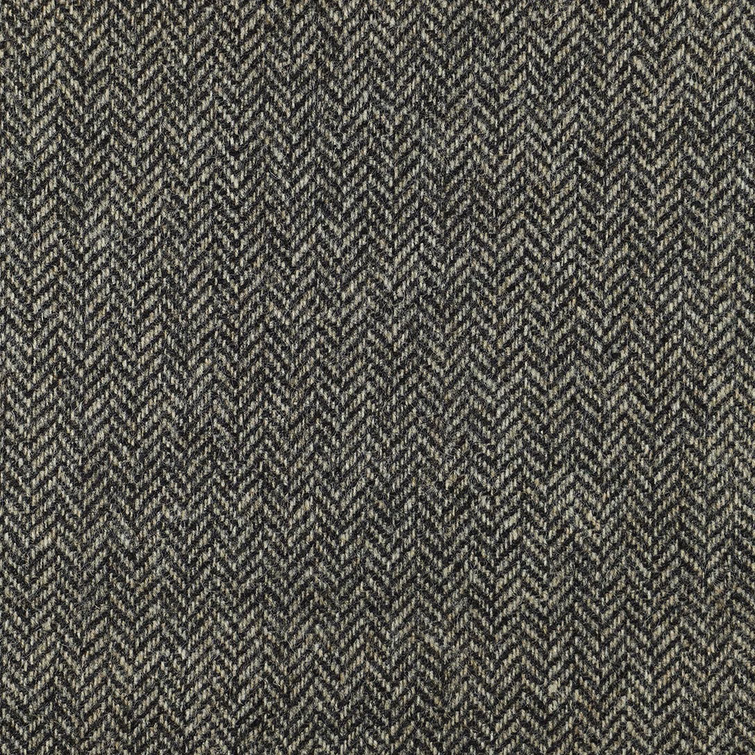 Charcoal and muted grey small herringbone weave with softly flecked texture