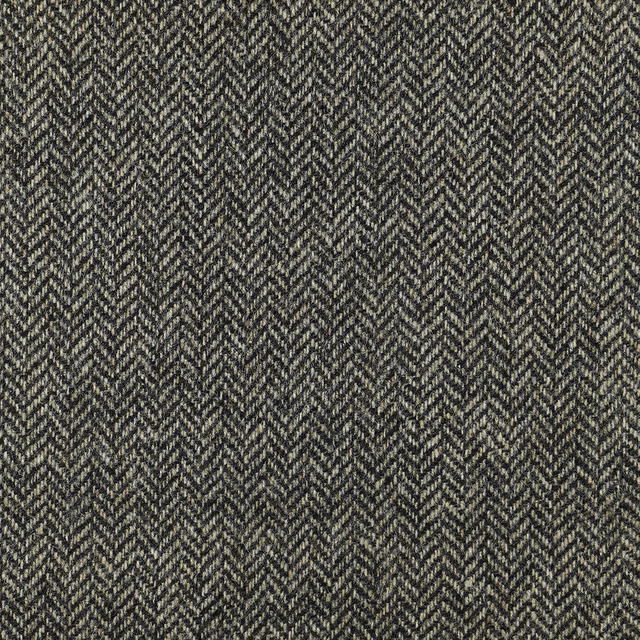 Charcoal and muted grey small herringbone weave with softly flecked texture