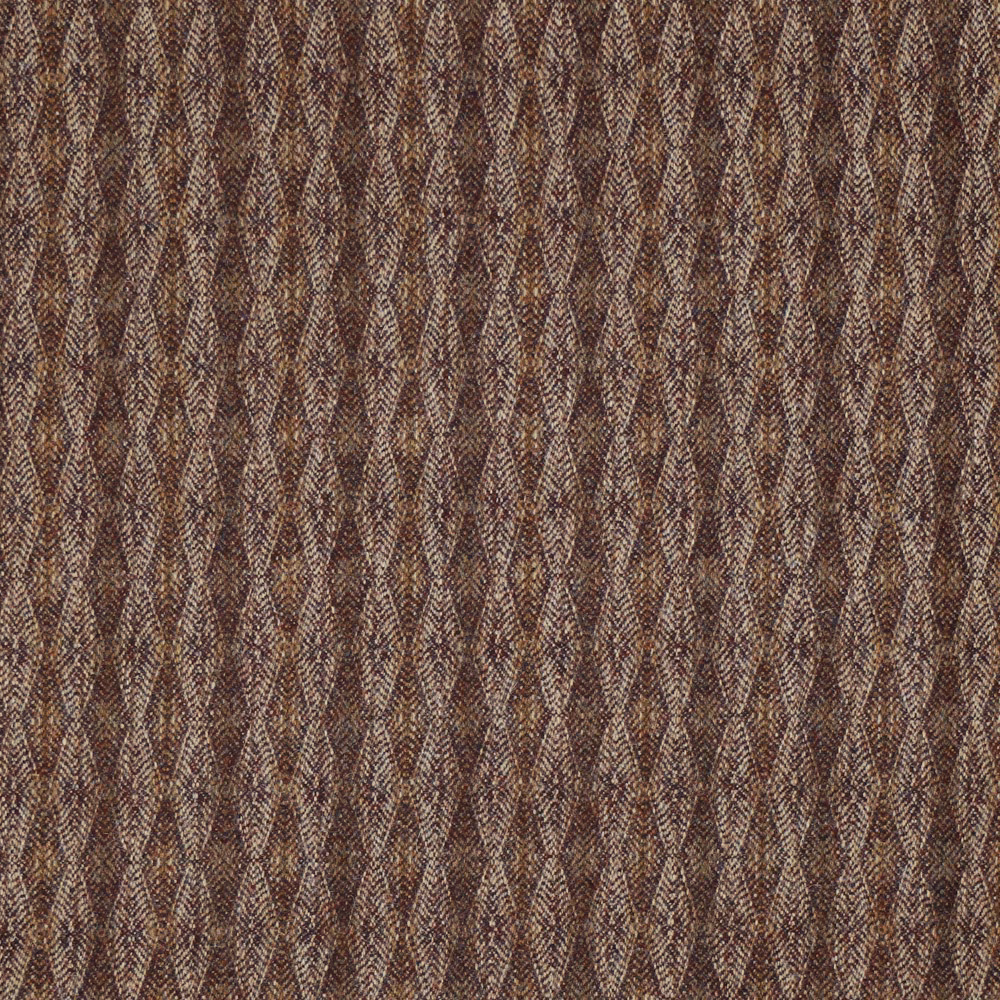 Dense brown fabric with muted lavender-taupe chevron and diamond weave