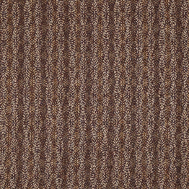 Dense brown fabric with muted lavender-taupe chevron and diamond weave