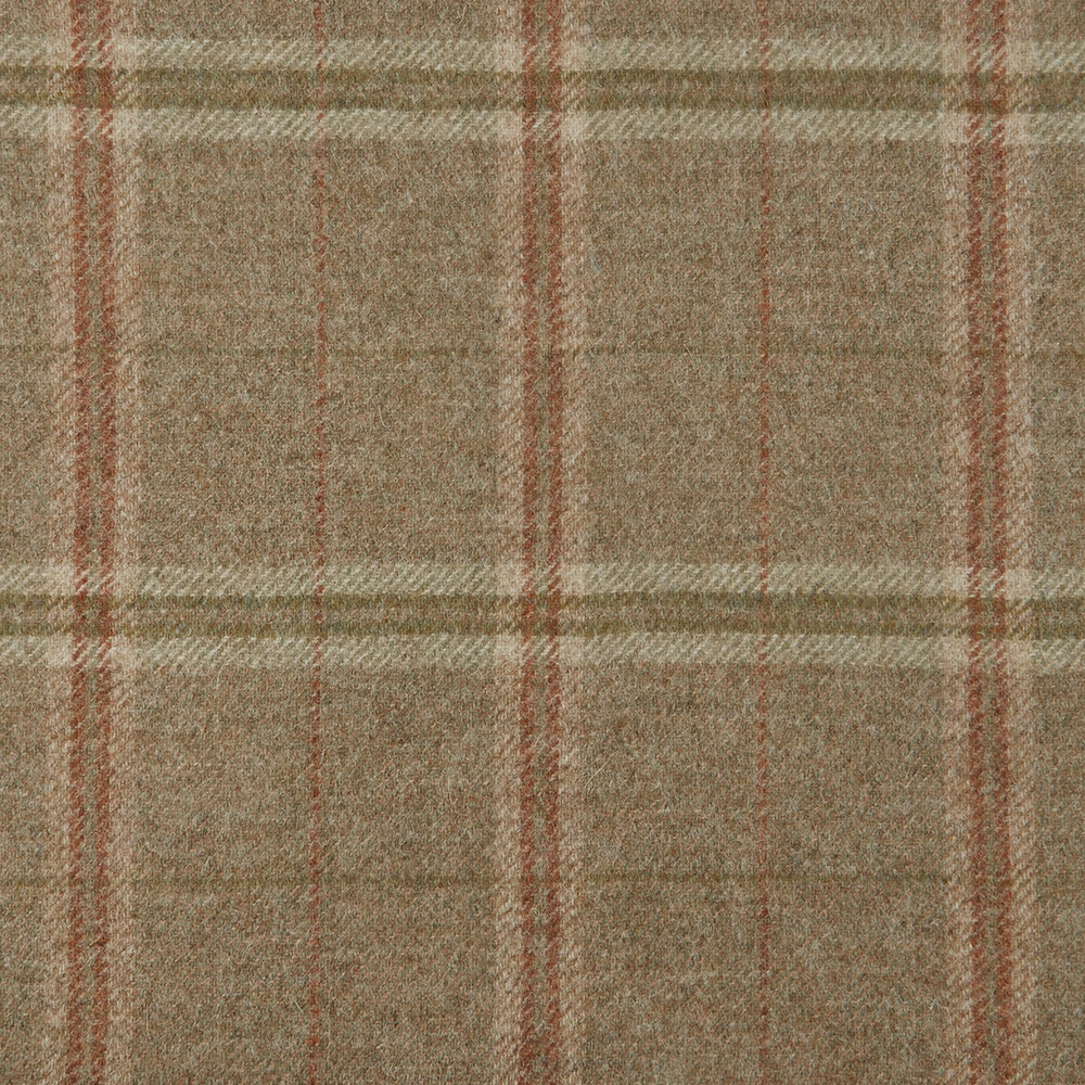 Muted olive taupe plaid with cream, sage and fine rust lines