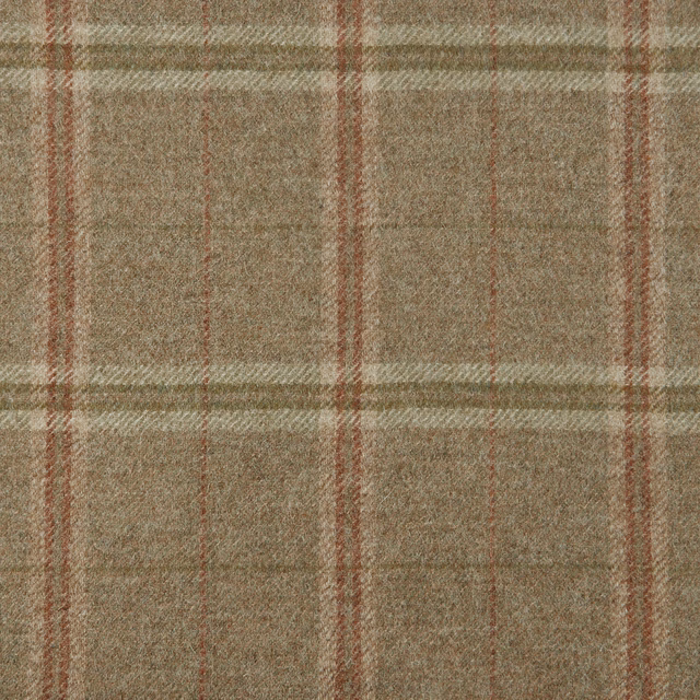 Muted olive taupe plaid with cream, sage and fine rust lines