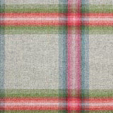 Silver-grey plaid with coral, pink, green and blue woven bands