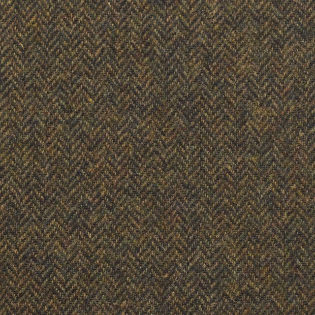 Mottled olive and charcoal small herringbone weave with warm brown flecks
