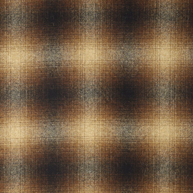 Natural beige woven plaid with blurred brown and charcoal checks
