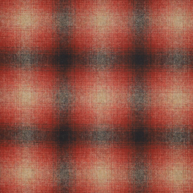Deep red, charcoal and cream large plaid with a softly brushed woven texture