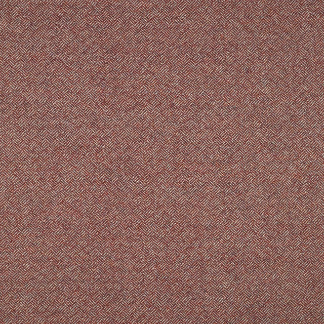 Warm ember-brown woven swatch with fine cream parquet chevron texture