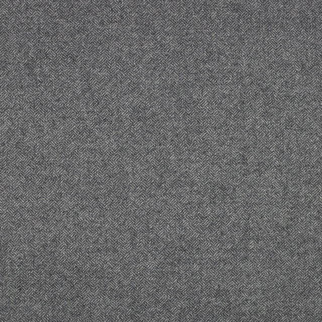 Cool charcoal-grey fabric with a fine, densely woven broken herringbone texture