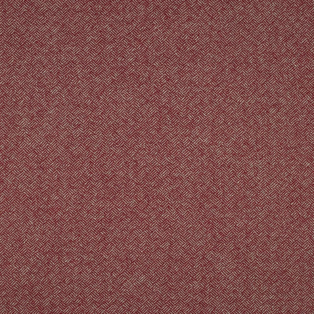 Muted brick-red fabric with a dense brown parquet and herringbone-style woven texture