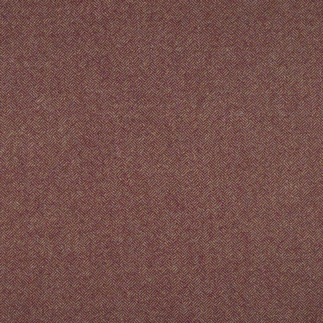 Muted rhubarb-red fabric with fine brown parquet-style geometric weave