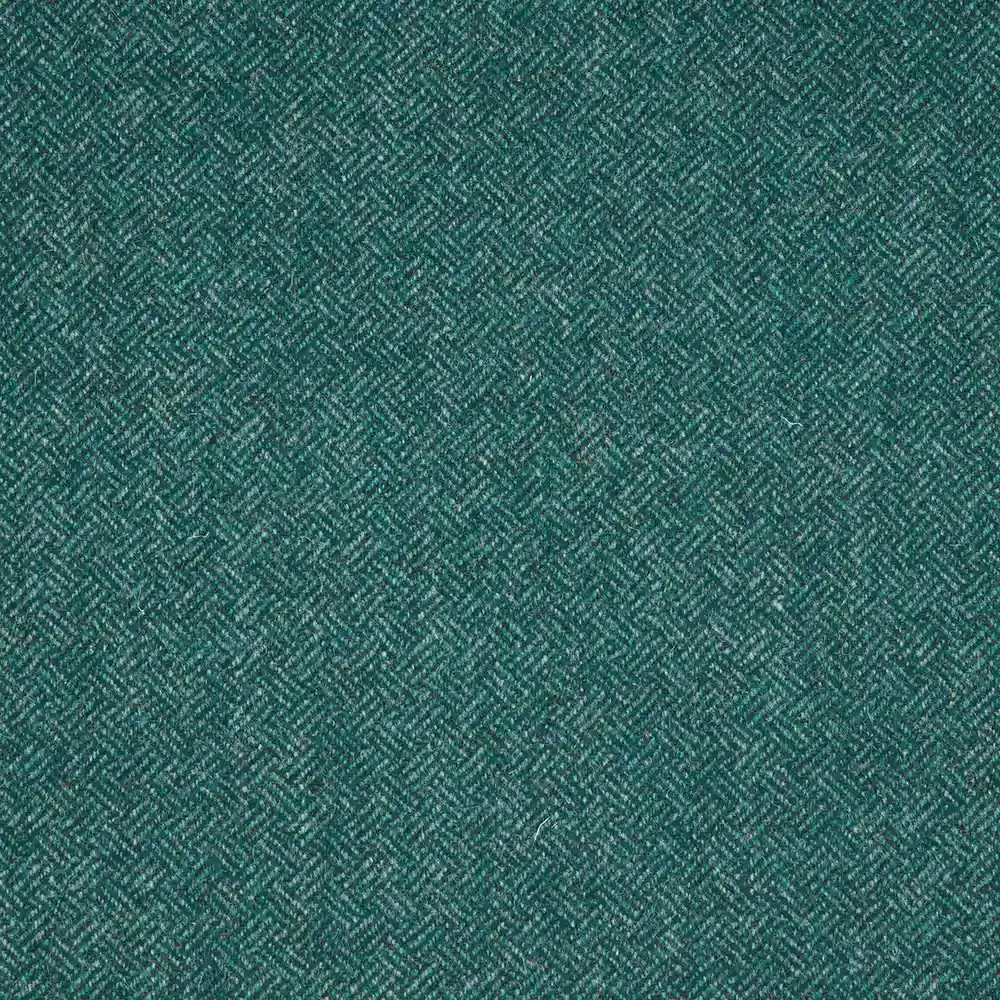 Deep teal textile with fine parquet herringbone weave and subtly flecked surface