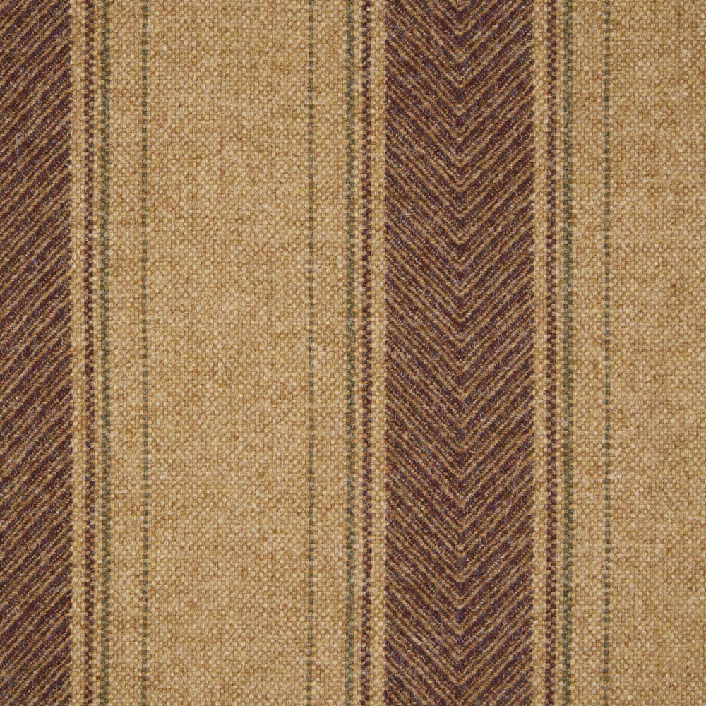 Warm camel woven textile with russet chevron stripe and fine vertical lines