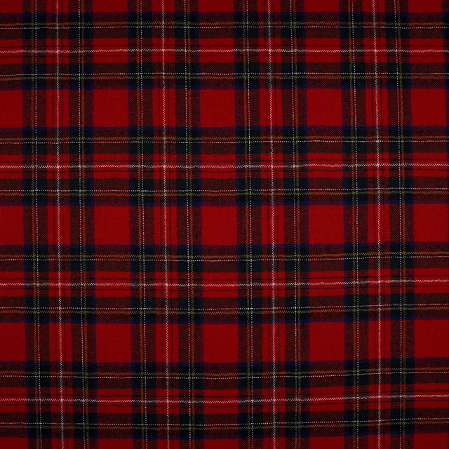 Deep red and black Royal Stewart tartan with fine cream and ochre lines