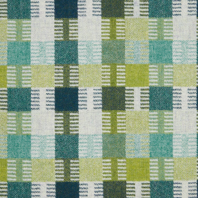Teal, olive and pale green woven blocks with broken stripe bands