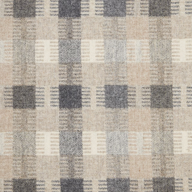 Natural beige woven check with charcoal, cream, pale grey and blush blocks
