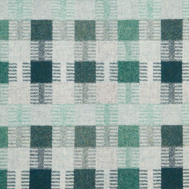 Teal, mint and cream woven check with tactile block motifs