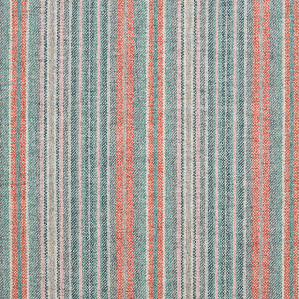 Aqua and coral vertical stripe weave with softly mottled texture