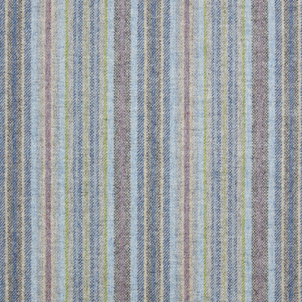 Silver and denim woven stripes with muted lavender and green threads