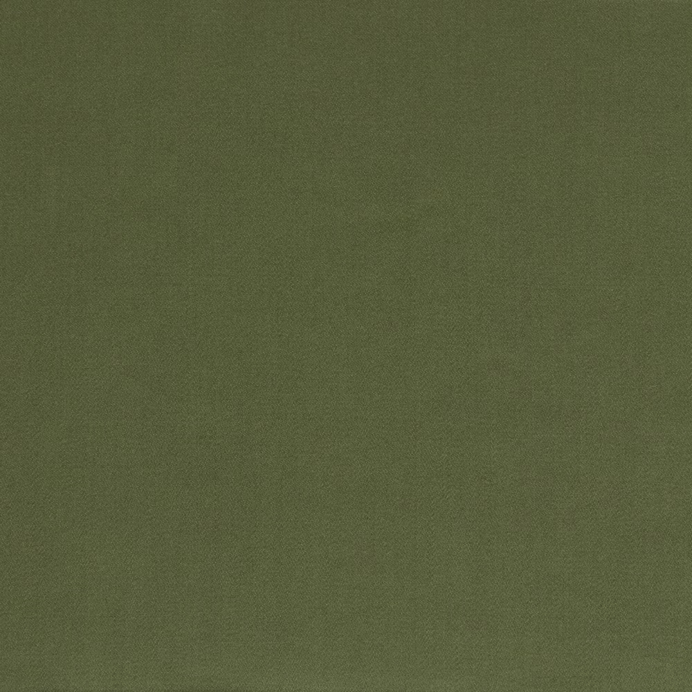 Muted olive-green satin swatch showing a smooth fine weave and subtle directional sheen