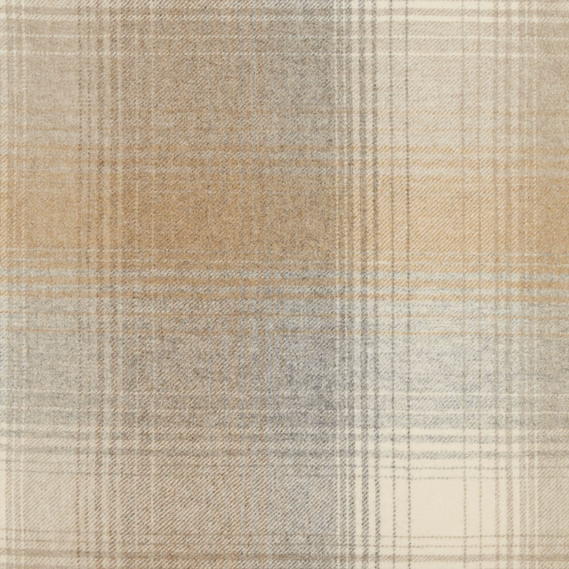 Warm clay-beige woven plaid with fine taupe and grey intersecting lines