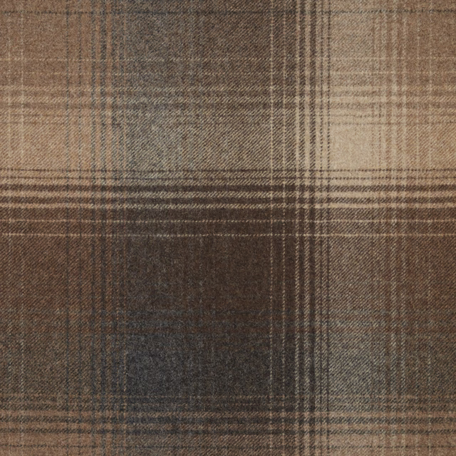 Smoky taupe and brown plaid with charcoal bands and fine woven lines
