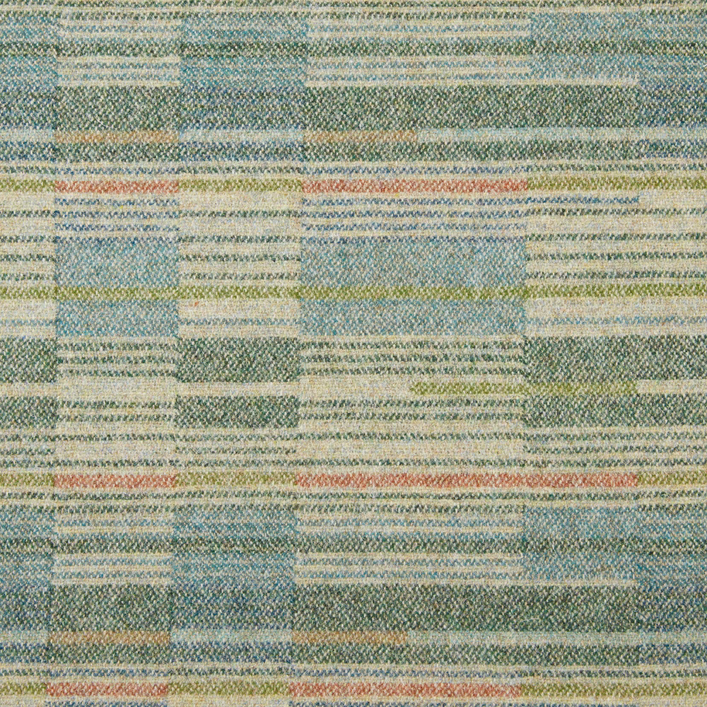 Muted sage and blue-green woven bands with cream and terracotta accents