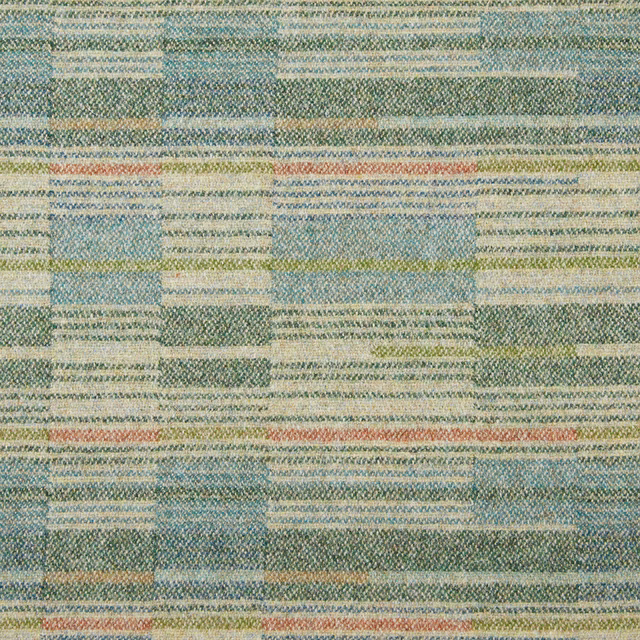 Muted sage and blue-green woven bands with cream and terracotta accents