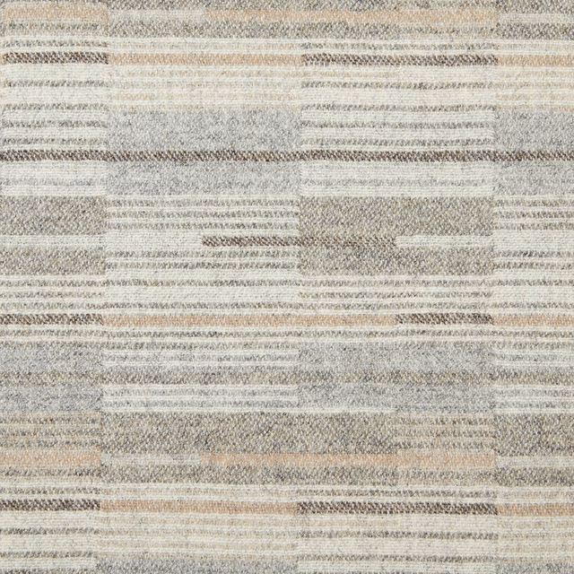 Warm natural woven fabric with broken taupe bands and tactile horizontal texture