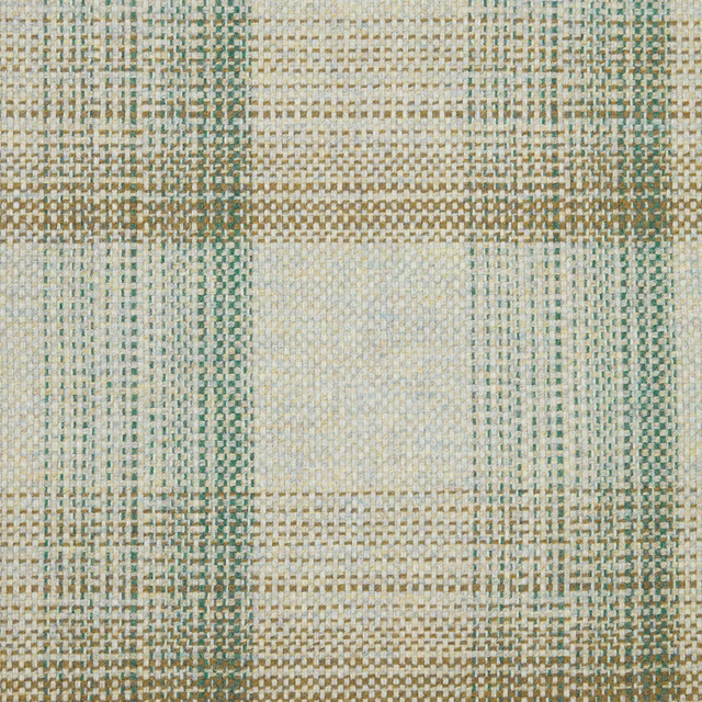 Muted sage green and cream woven checks with beige flecks and tactile texture