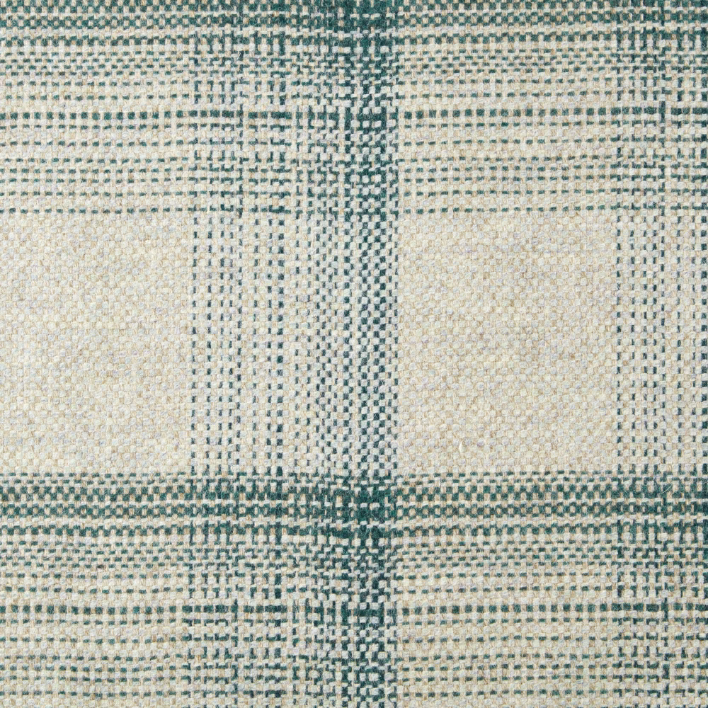 Muted teal and ivory woven windowpane textile with a softly irregular nubby texture