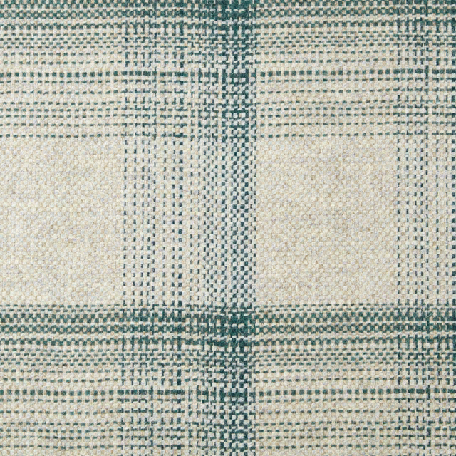 Muted teal and ivory woven windowpane textile with a softly irregular nubby texture