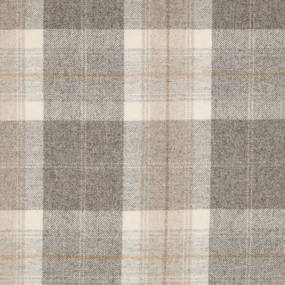 Soft grey and cream plaid with taupe blocks and fine warm beige lines