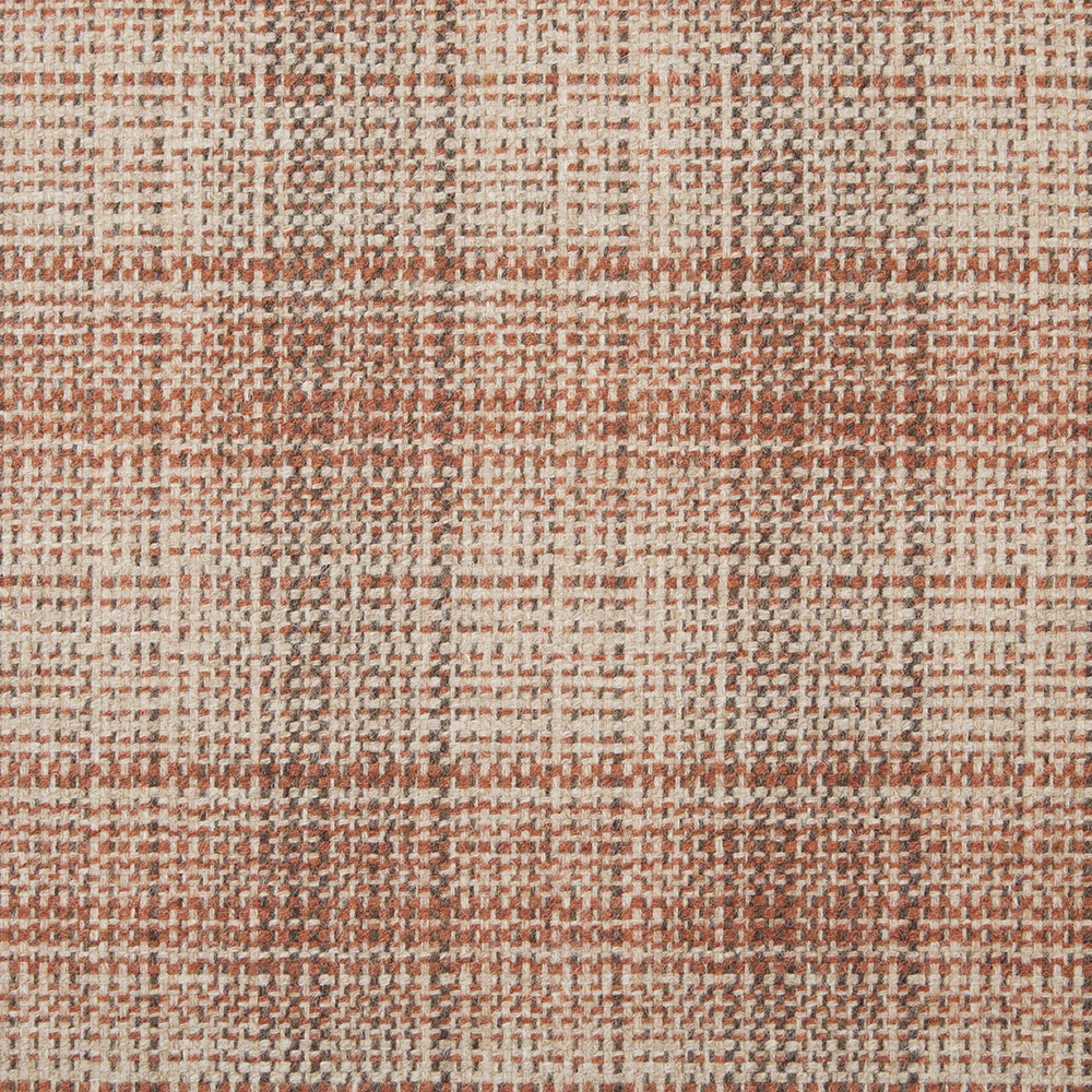 Warm terracotta, cream and grey nubby weave with an irregular checked texture