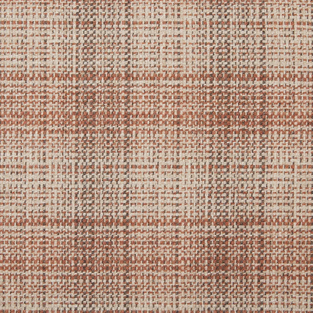 Warm terracotta, cream and grey nubby weave with an irregular checked texture