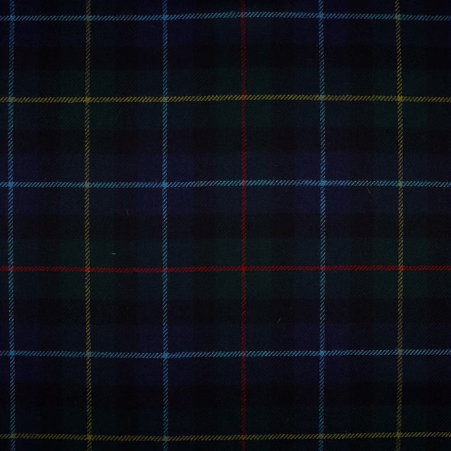 Dark navy and black tartan plaid with teal, red and mustard overchecks