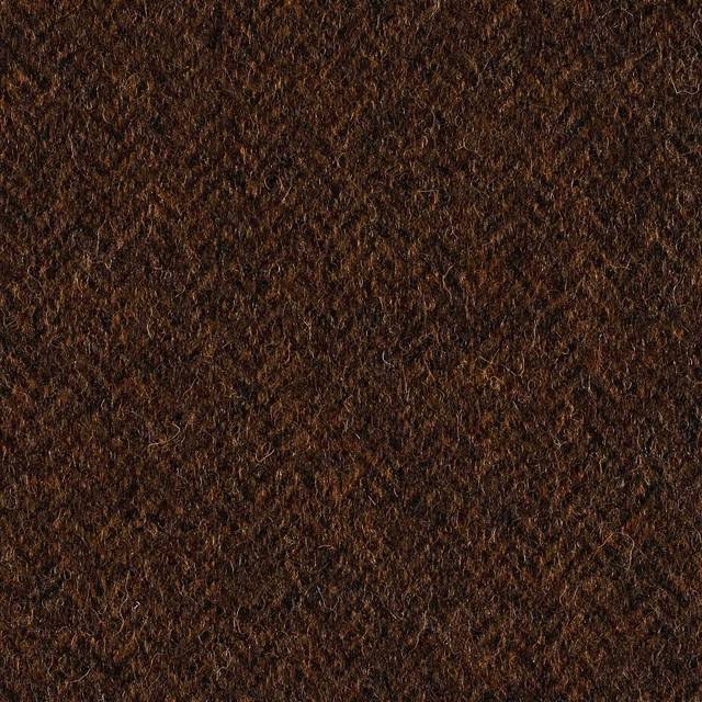 Close-up of dense, curly tobacco-brown textile with black, russet and umber flecks