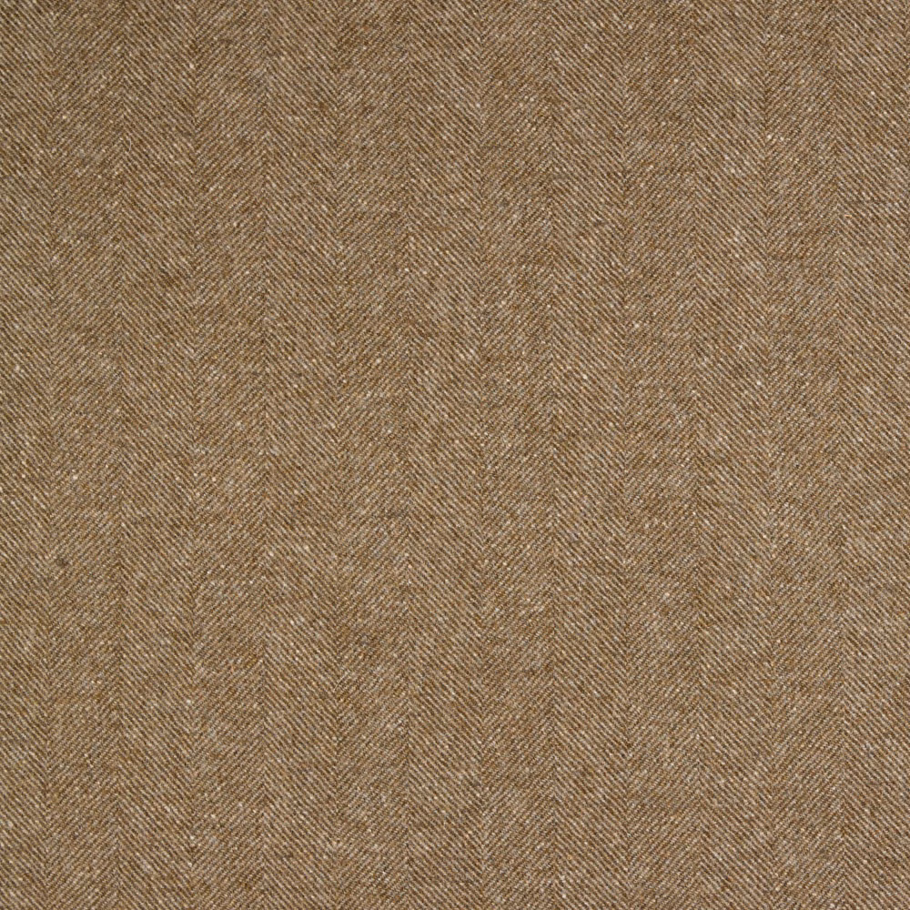 Warm camel herringbone weave with fine flecks and softly textured surface