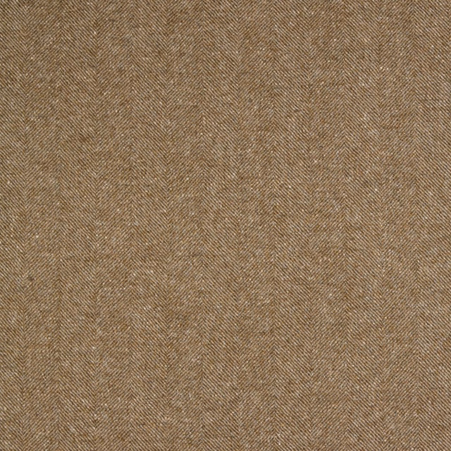 Warm camel herringbone weave with fine flecks and softly textured surface