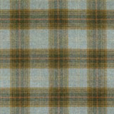 Muted eau de nil plaid with olive-brown bands and a softly textured weave