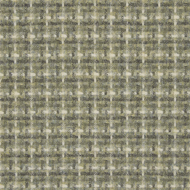 Mottled olive and taupe woven check with cream flecks and nubby texture