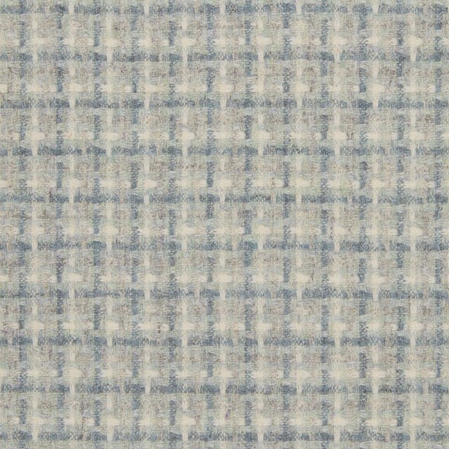 Pale slate blue-grey woven check with cream flecks and softly nubby texture