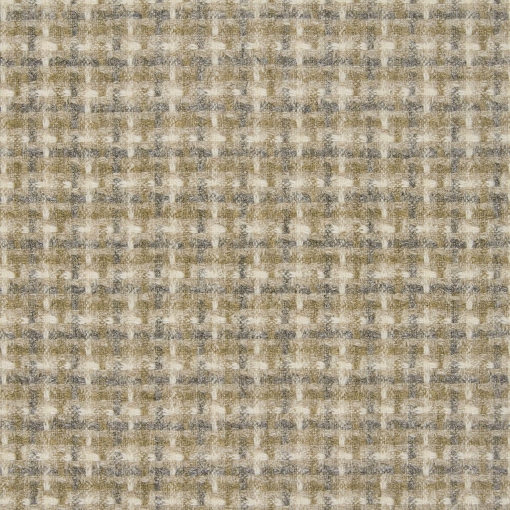 Warm beige woven fabric with a small mottled cream, taupe and grey check texture