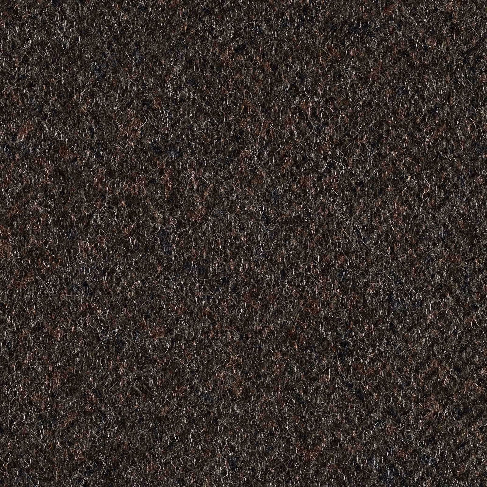 Dark mossy brown-green fabric with dense curly loops and charcoal-brown tonal variation