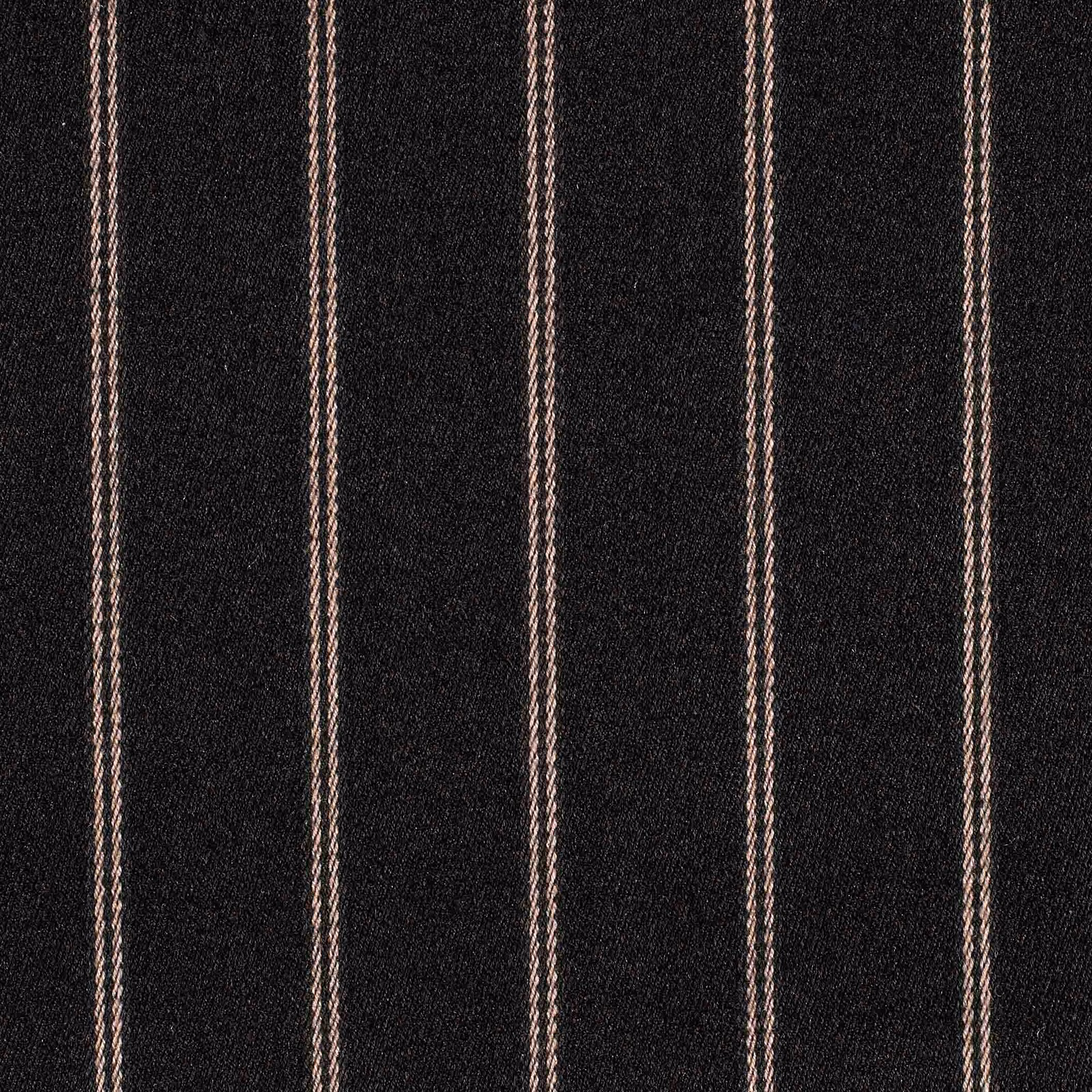 Charcoal-black woven fabric with narrow blush-pink vertical stripes and a fine tactile texture