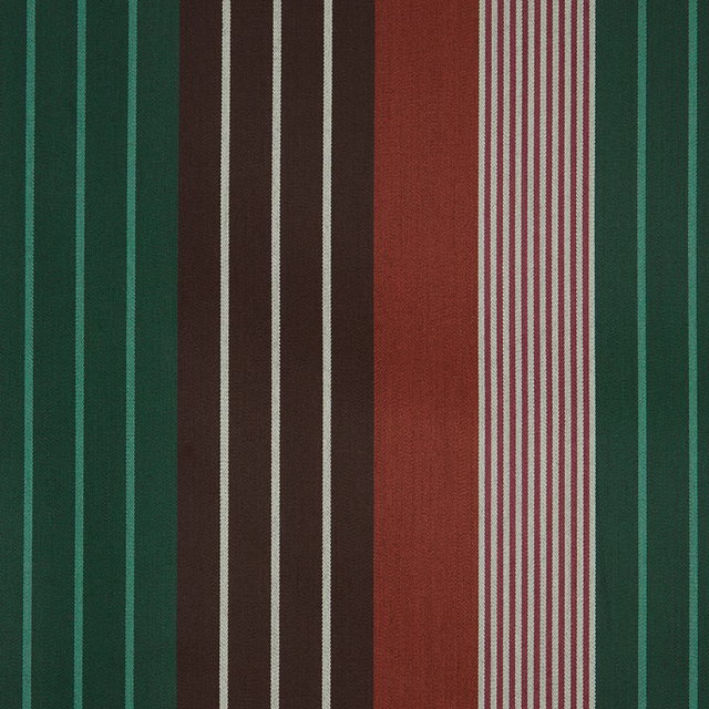 Deep evergreen and teal stripes with rust, brown and cream vertical bands