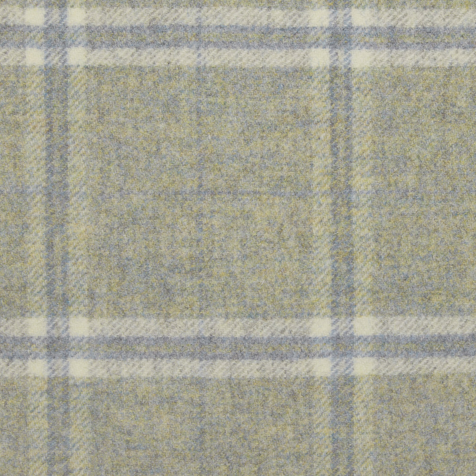 Misty grey and olive windowpane check with softly brushed blue-grey lines
