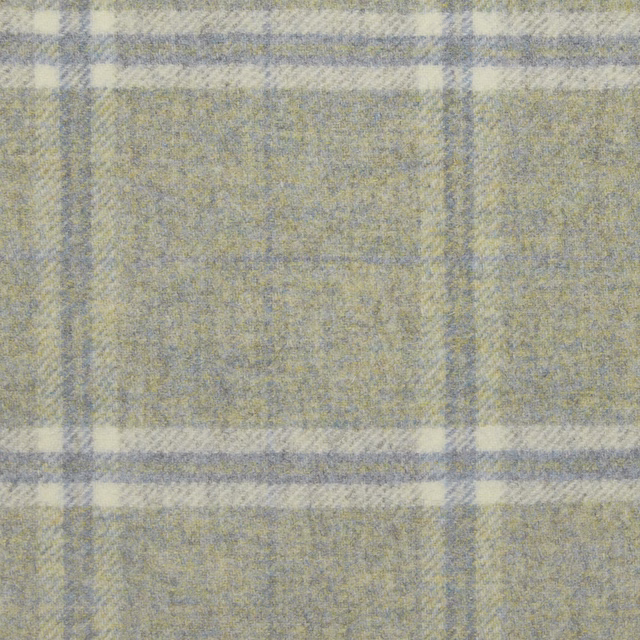 Misty grey and olive windowpane check with softly brushed blue-grey lines