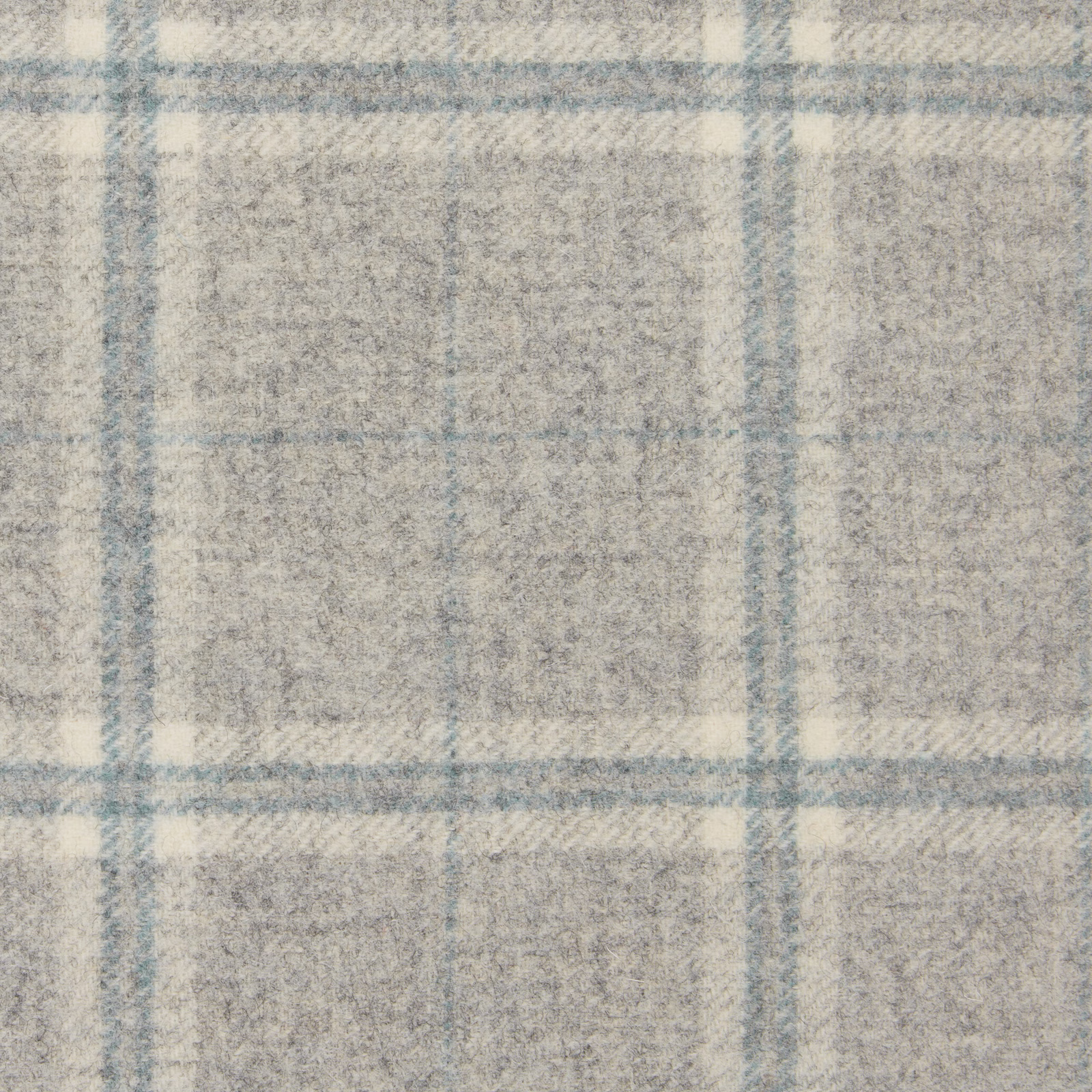 Close-up of cool slate-grey windowpane checks with a soft, brushed-looking woven surface